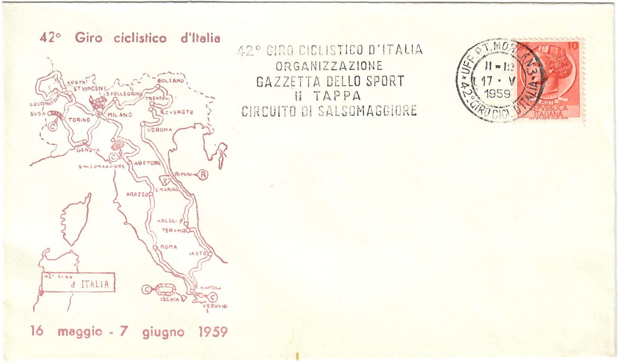 42° Giro d’Italia 1959 Mezzo Secolo di Repubblica